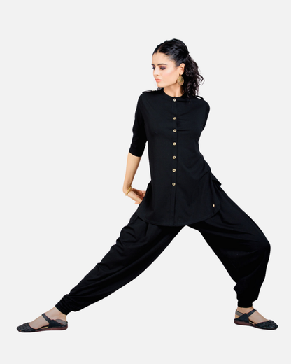 Black Long Round Neck Kurta Top