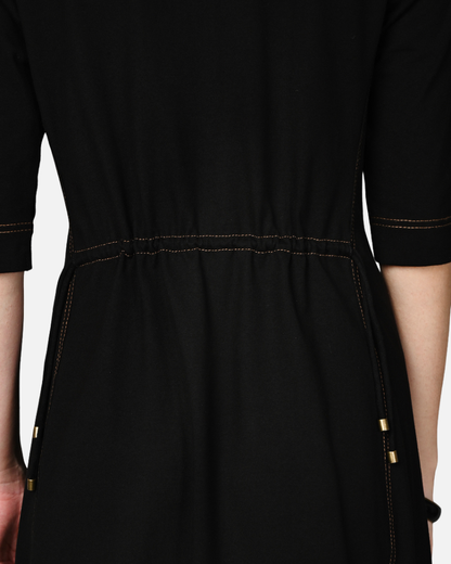 Black Stretch Round Neck Dress