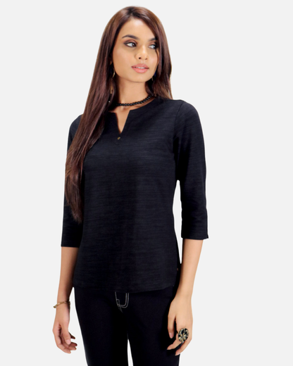 Black Stretch Top with Rhinestone