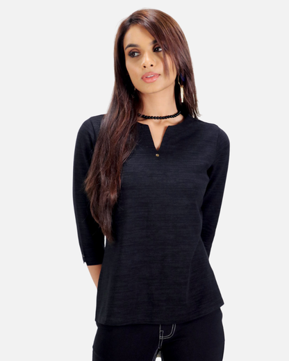 Black Stretch Top with Rhinestone