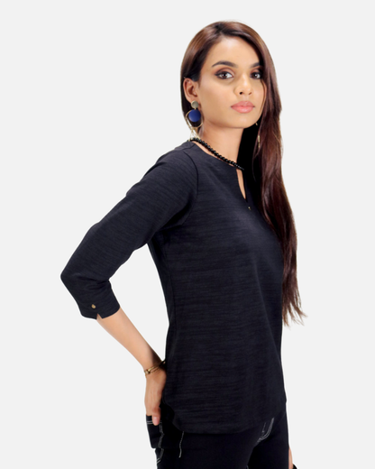 Black Stretch Top with Rhinestone