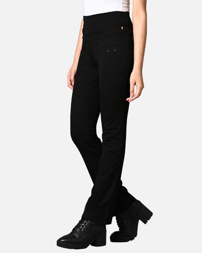 Black Superior Cotton Stretch Gentle Bootcut Pants