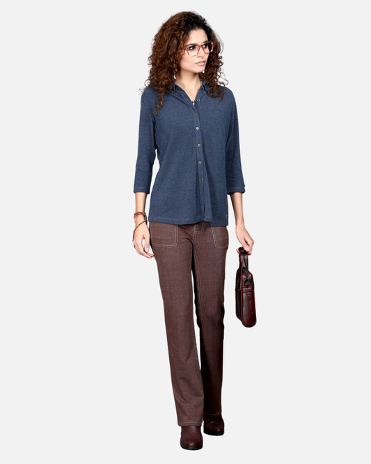 Blue Dual Tone Stretch Shirt