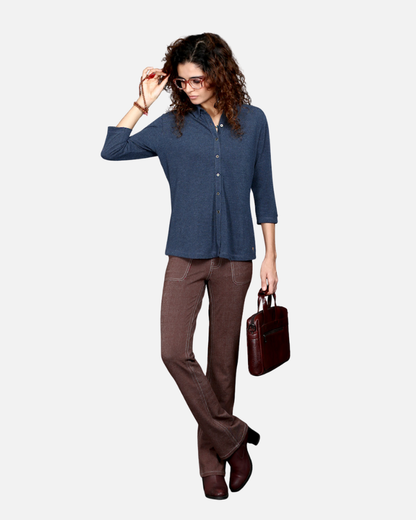 Blue Dual Tone Stretch Shirt