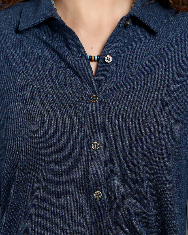 Blue Dual Tone Stretch Shirt
