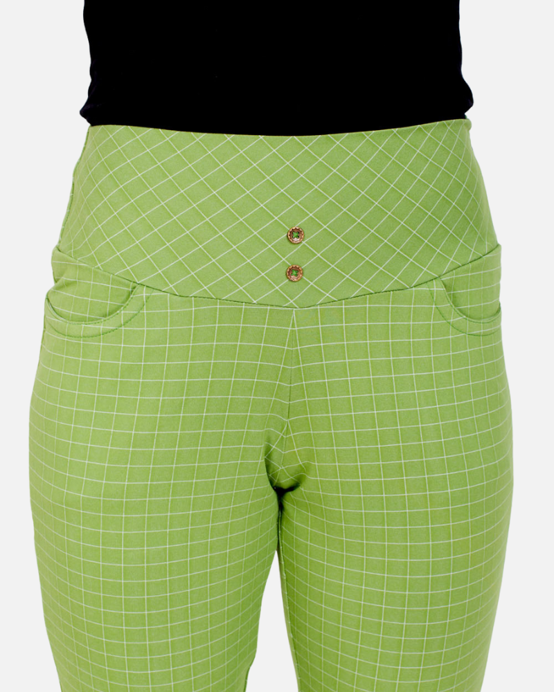 Bright Green Urban Checks Stretch Pants
