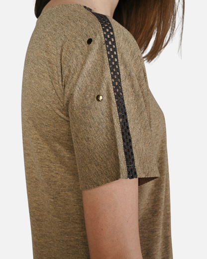 Fawn Grey Melange Stretch Round Neck Dress