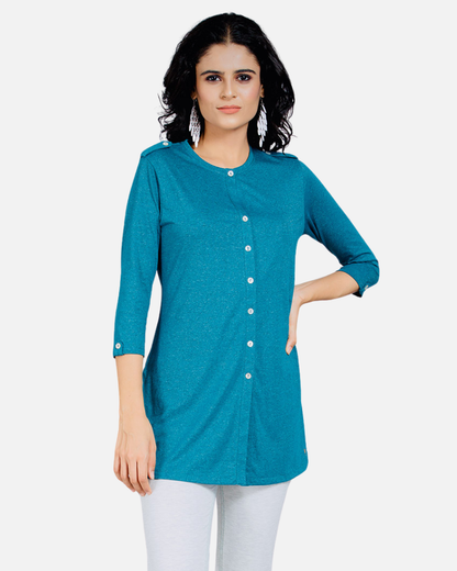 Gloss Blue Long Kurta Top