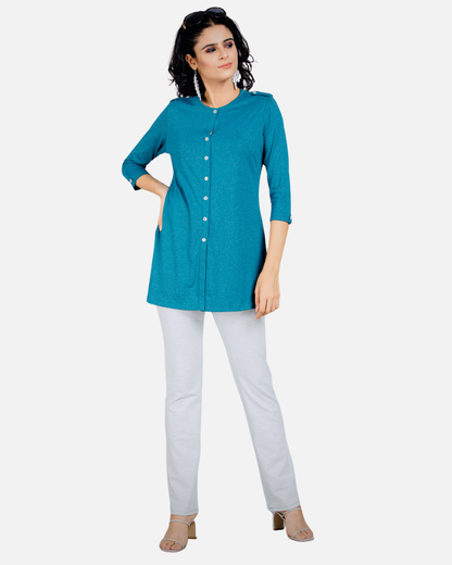 Gloss Blue Long Kurta Top
