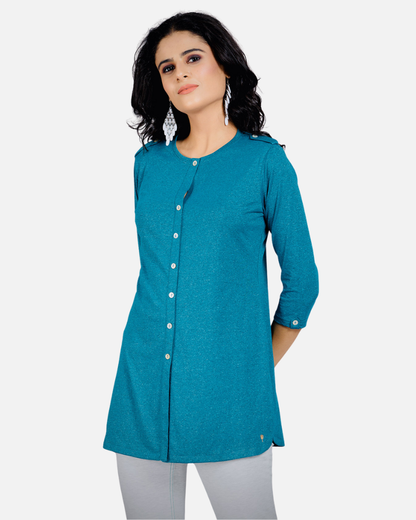 Gloss Blue Long Kurta Top