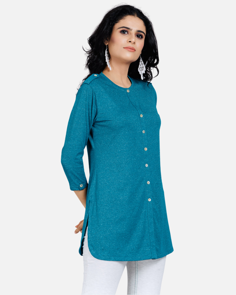 Gloss Blue Long Kurta Top