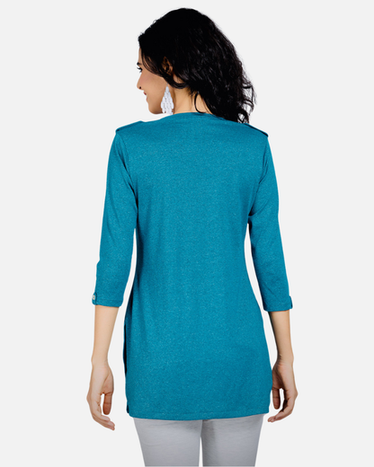 Gloss Blue Long Kurta Top