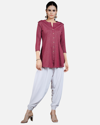 Gloss Maroon Long Kurta Top