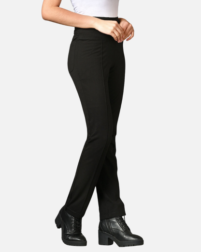 High Waist Slim Thigh Narrow Leg Cotton Stretch Pants