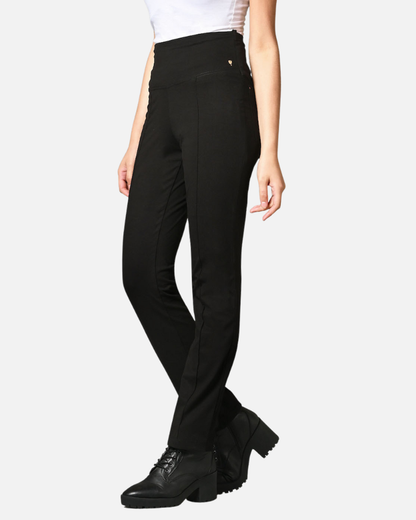 High Waist Slim Thigh Narrow Leg Cotton Stretch Pants