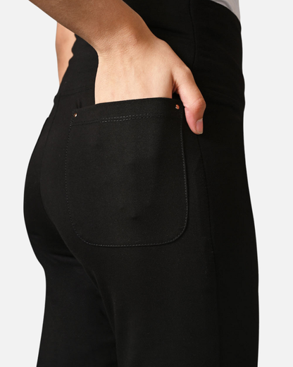 High Waist Slim Thigh Narrow Leg Cotton Stretch Pants