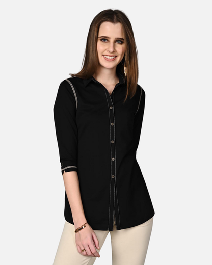 Long Black Stretch Shirt