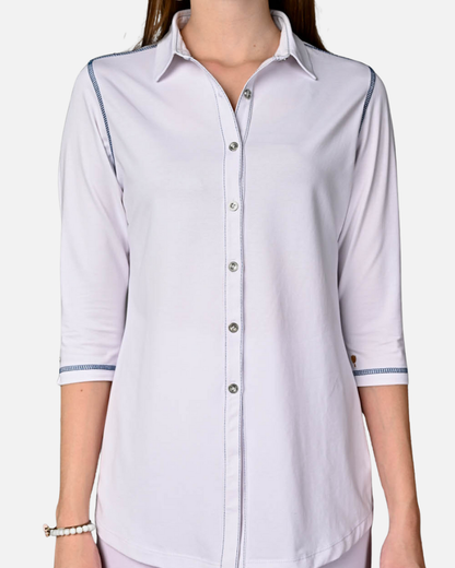 Long White Cotton Stretch Shirt