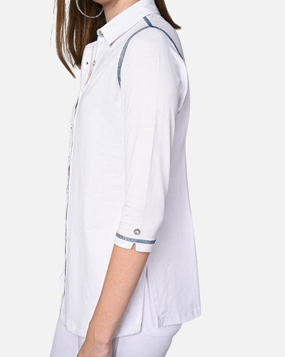 Long White Cotton Stretch Shirt