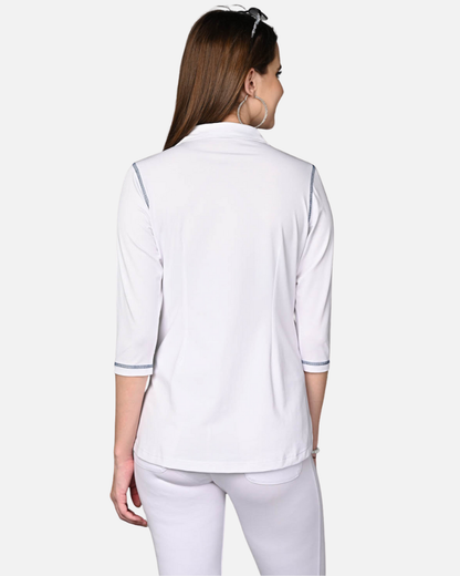 Long White Cotton Stretch Shirt