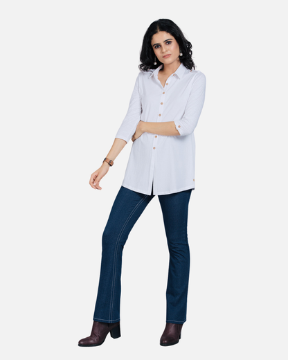 Long White Stretch Shirt Kurta