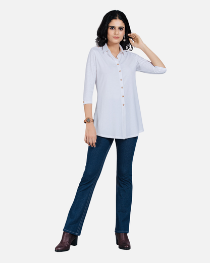 Long White Stretch Shirt Kurta