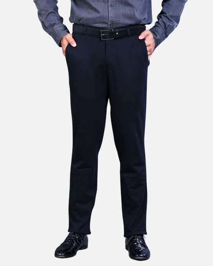 Men's Black Cotton Rich Stretch Formal Pants
