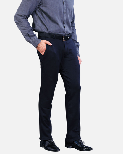 Men's Black Cotton Rich Stretch Formal Pants