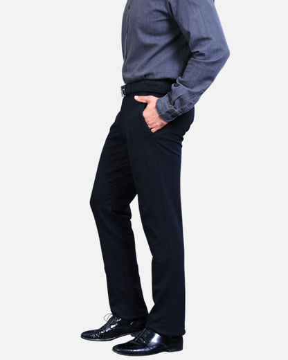 Men's Black Cotton Rich Stretch Formal Pants