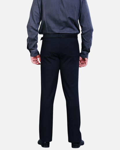 Men's Black Cotton Rich Stretch Formal Pants