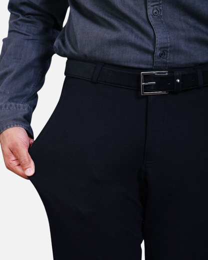 Men's Black Cotton Rich Stretch Formal Pants