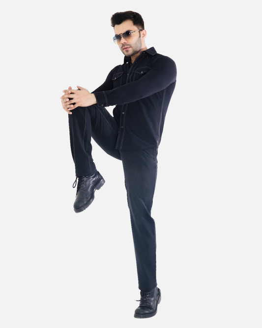 Men’s Charcoal Black Stretch Denim Jeans