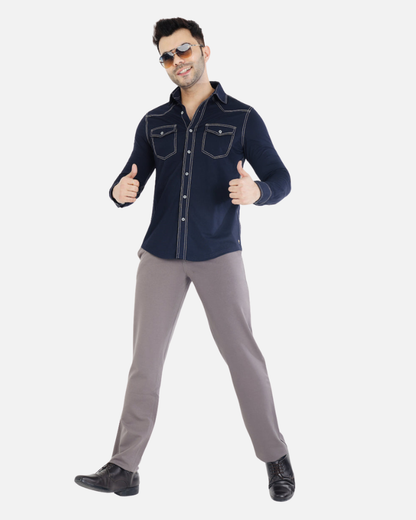 Men’s Dark Grey Stretch Cotton Rich Golf Formal Pants