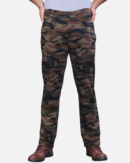 Men’s Khaki Camouflage Regular Fit Stretch Pants