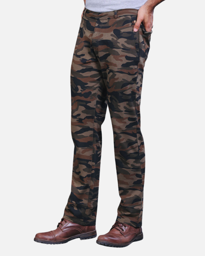Men’s Khaki Camouflage Regular Fit Stretch Pants