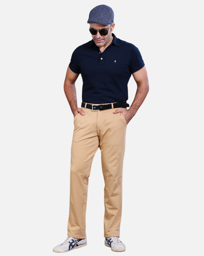 Men's Khaki Cotton Rich Stretch Formal Walking Pants