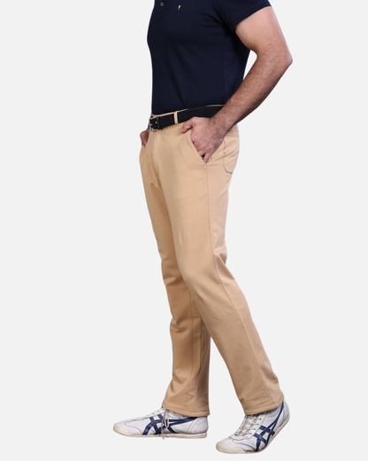 Men's Khaki Cotton Rich Stretch Formal Walking Pants