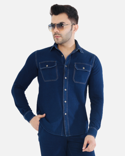 Men’s Stretch Denim Indigo Overshirt
