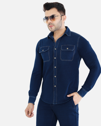 Men’s Stretch Denim Indigo Overshirt