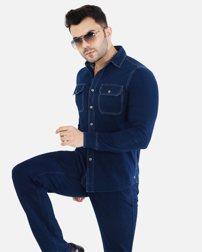 Men’s Stretch Denim Indigo Overshirt