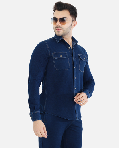Men’s Stretch Denim Indigo Overshirt