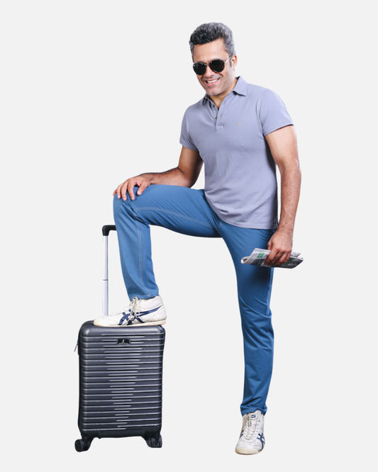 Men's Teal Cotton Rich Stretch Casual Pants