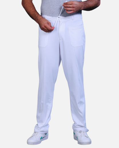 Men’s White Cotton Stretch Pajama Pants with Adjustable Waist
