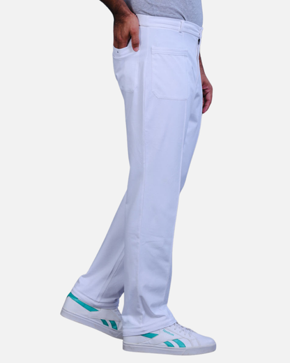 Men’s White Cotton Stretch Pajama Pants with Adjustable Waist