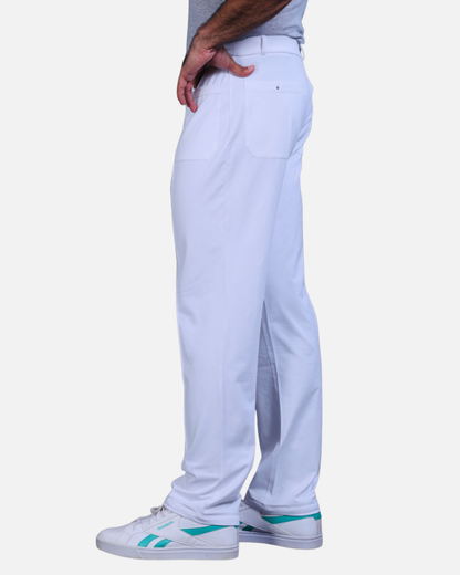 Men’s White Cotton Stretch Pajama Pants with Adjustable Waist
