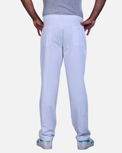 Men’s White Cotton Stretch Pajama Pants with Adjustable Waist
