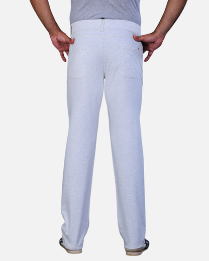 Men's White Melange Slim Fit Stretch Cotton Pants