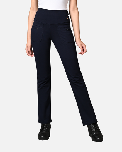 Navy Superior Cotton Stretch Gentle Bootcut Pants