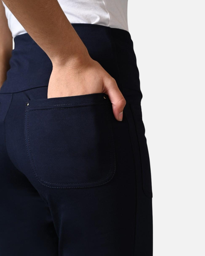 Navy Superior Cotton Stretch Gentle Bootcut Pants