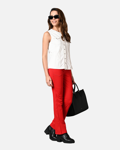 Off White Sleeveless Stretch Top Jacket